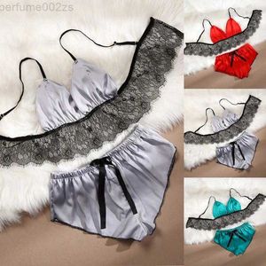 Vêtements de nuit pour femmes, Lingerie Sexy, nuisette, costume de nuit, sous-vêtements pour femmes, nœud en dentelle, robe sexuelle, tentation, SatinOWM5