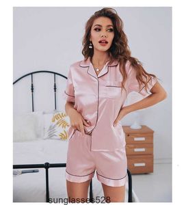 Dames slaapkleding zijden satijn pyjama's set tweedelige pj sets loungewear button-down 230418 met korte mouwen