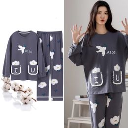 Ropa de dormir para mujeres primavera otoño 100%algodón elegante colas de pijama de pijama