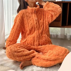 Pyjama pour femmes ensemble de pyjama épais pyjama pour femme chaud et confortable hiver à manches longues en velours chauffage domestique 231129
