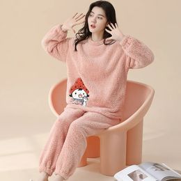 Dames slaapkleding dikke winter huiskleding lange mouwen slaapkleding warme flanel dames pyjama sets herfst winter vrouwen pyjama's pak