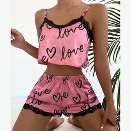 Dames nachtkleding Tweedelige set Dames pyjamabroek Pak Print ondergoed Pijama Sexy Lingerie Hemdjes Tanks Nachtjapon Dames Loungewear