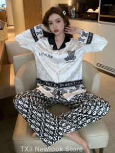 Dames slaapkleding txii herfst en winter groene goud fluwelen pyjama's set Koreaanse haarbroeken thuiskleding v-neck high-end220