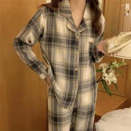 Dames slaapkleding winter plaid print pyjama's set soft casaul vest pak dames lange mouw broek huis kleding pijama's pijama