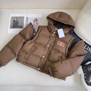 Femmes manches amovibles courtes doudounes d'hiver manteau de créateur Parka broderie lettre super épais vêtements d'extérieur à capuche gilet bas SML