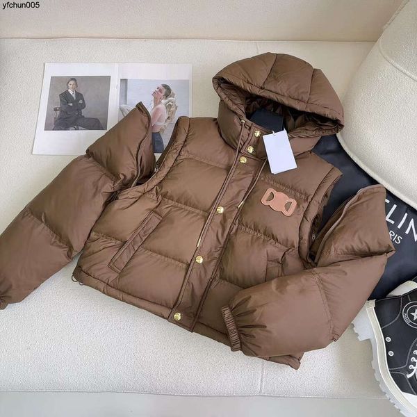 Manga para mujer Chaquetas cortas extraíbles Abrigo de diseñador de invierno Parka Letra bordada Súper gruesa Ropa de abrigo con capucha Chaleco Downs SML {categoría}