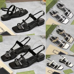 DAMES SLANKE HORSEBI PLATTE SANDAAL zwarte lederen sandalen Platte sandaal designer sandalen Luxe Sandalen Lederen zool Zomer Sandaal 24ss nieuwe elegante sandalen 35 42