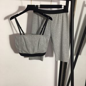 Vestiges à écharpe pour femmes shorts mesdames deux pièces de survêtement ensembles yoga gris tracksuit coton coton tops secs shorts de costumes