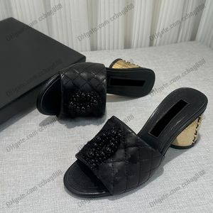 Les femmes glissent les sandales chunky talons slippers Designer avec fausses glissades de glissa