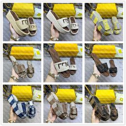 Dames slippers zomerkussenglaasjes ontwerper vrouwen mannen sandalen platte muildieren zonnige printen mode strandzandjes schoenen maat 35-42