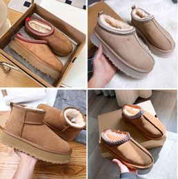 Pantoufles pour femmes Tazz Chestnut Fur Slides Dheepskin Shearling pantoufle Tasman Classic Ultra Mini Platform 1uggslies-72 bottes Wool Blend Winter Australia Booties