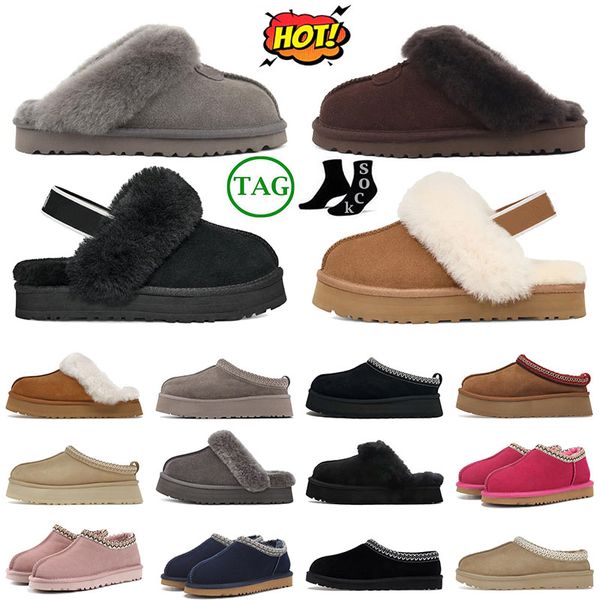 Zapatillas para mujer Tazz Chestnut Fur uggsboot Slides Dheepskin Shearling zapatilla Tasman Ultra Mini Plataforma Botas nieve Mezcla de lana Invierno Australia Botines uggskid