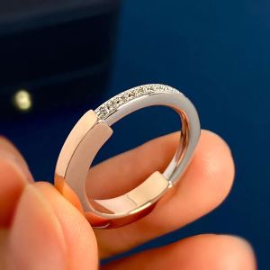 Dames Sliver Lock Band Ring Designer Cluster Rings Heren Luxe Half Ronde Diamanten sieraden T Woman Brand Promise Ring Nagelpaar ringen goud jewellly hot -7