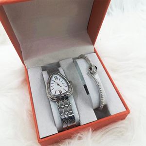 Lot de 2 montres-bracelets à motif serpent pour femme avec boîte cadeau - Montre tendance pour femme - Cadeau parfait pour Noël, la Saint-Valentin, les mères