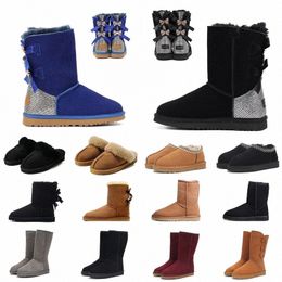 Botas de nieve para mujer Botas de diseñador Negro Castaño Púrpura Rosa Azul marino Gey Classic Tobillo Zapatilla corta Bota para niñas y damas P3TZ #