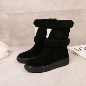 Bottes de neige en cuir chaud pour femmes, bottes courtes décontractées de haute qualité, semelle épaisse, poils de vison, manches mi-longues