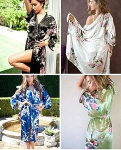 dames effen royan zijden gewaad dames satijnen pyjama lingerie nachtkleding kimono badjurk pjs nachtjapon 17 kleuren36984710063