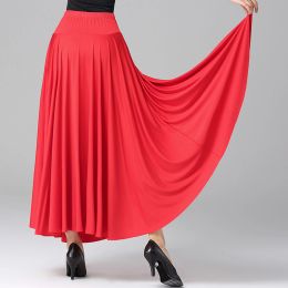 Dames Spaans Flamenco Swingrok Solid Ballroom Dance Rok Hoge taille Elastische tailleband RUFBE PATTIEK Performance kostuum