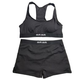 Shorts de gilet de maillots de bain pour femmes Split 2pcs ensembles de bikinis de plage rembourrés noir
