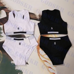 Damen-Sport-Tanktops, Slip-Set, mit Buchstaben bestickt, Bademode, BH, Designer-Damenunterwäsche, zwei Farben