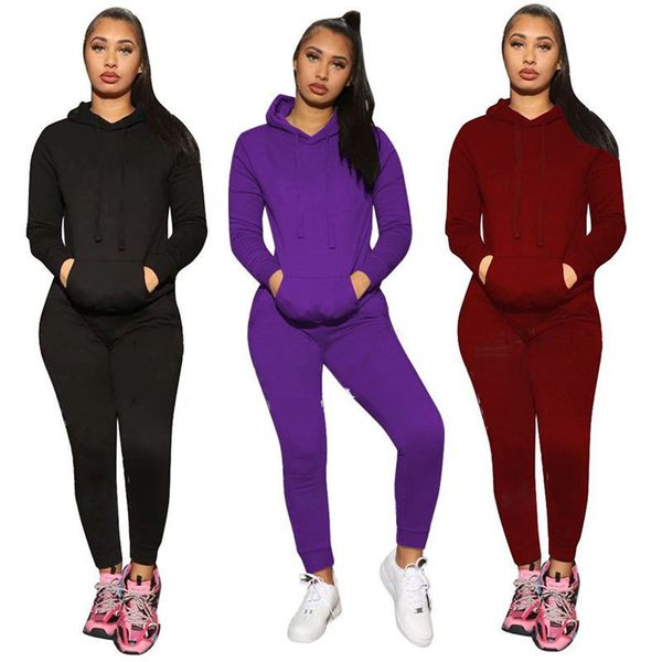 Ropa deportiva para mujer, trajes con capucha de manga larga, conjunto de 2 piezas, tops + legging, ropa deportiva para mujer, nueva gran oferta, ropa para mujer de otoño klw4855