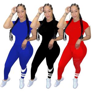 Abbigliamento sportivo da donna Tuta manica corta Completi 2 pezzi Set T-shirt Leggings Donna New Fashion Abbigliamento sportivo Abbigliamento da strada klw3528