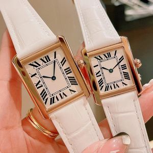Dames vierkant horloge designer luxe horloge meisje valentijnsdag cadeau horloge quartz uurwerk roestvrij staal lederen band verschillende maten 30 27 24MM fashion horloges