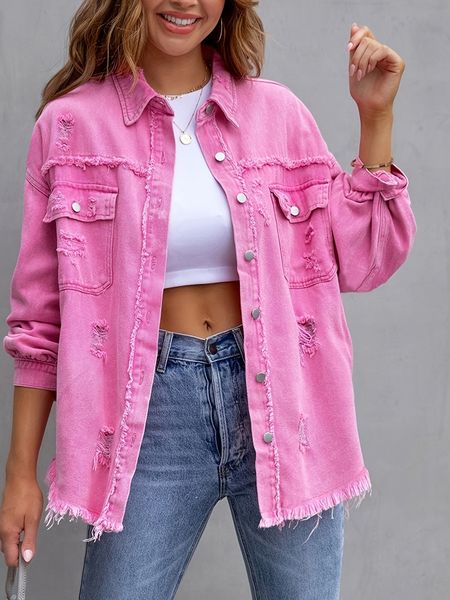 Veste en Jean empilée pour femmes, bouton de manchette, manteau en Jean court, haut de Cowboy de printemps, vestes en Demin pour femmes