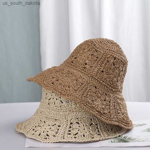 Femmes Str Chapeaux crochet chapeau seau chapeau Protection UV Pare-Soleil Chapeaux De Plage Femmes Visières Pliable Femmes Femmes D'été Chapeau De Soleil L230523