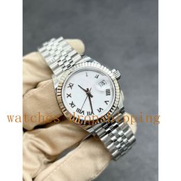 Reloj con estilo para mujer Regalo 31 mm Datejust White Roman Digital Dial Acero inoxidable Resistente Silver Jubilee Automático Mecánico Cristal de zafiro Relojes deportivos