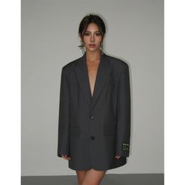 Dames colbert losse klassieke jas kantoor dame blazer brede schouder mode kleding chic uitloper outfits femme stijlvolle tops 240223