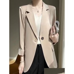 Costumes pour femmes Blazers Acide acétique Veste de costume de couleur unie Highgrade Casual Lâche Mince Spring et Summer Fashion Top 231116 Drop Deliver Dhnpe