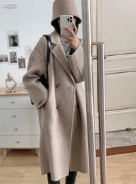 P0020 hiver Style coréen Double boutonnage soie lapin laine longue pardessus femmes à la main en vrac rose gris laine manteau veste