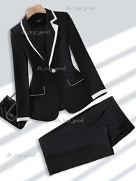 Costumes pour femmes Blazers noir kaki 2 pièces ensemble dames pantalon costume formel femmes bureau affaires travail porter Blazer et pantalon 230228 953