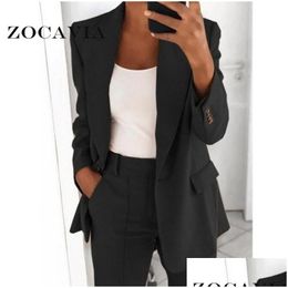 Femmes Costumes Blazers Commute Automne Élégant Bureau Blazer Femmes Veste Noire Femme Oversize Tailleur Femme Vintage Manteau 5XL Drop Deli Dhq5E