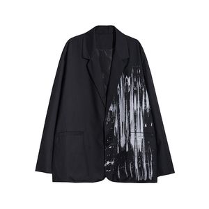 Dames pakken blazers donkere serie gotische graffiti losse jas voor mannen dames ins modieus casual paar passen vrouwen kleding blazer voor mannen vrouwen 230228