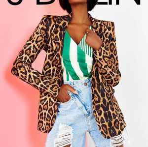 Dames pakken blazers European Style Leopard Woman Coat Office Lady Vrouw Blazer Spring herfst plus maatpak 230815