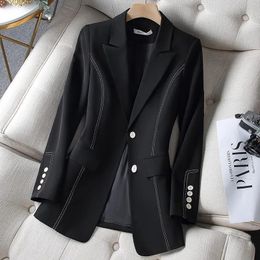 Dames pakken blazers high -end suit jas voorjaar herfst dames solide kleur overjas Britse stijl single breasted slanke mode top jas 231206