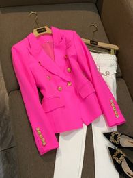 Trajes para mujer Blazers High Street Elegante diseñador Blazer de manga larga Doble botonadura Botón de león Chaqueta delgada Estilo clásico AllMatch 230817