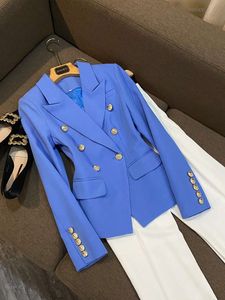 Costumes pour femmes Blazers High Street Designer élégant Blazer à manches longues Double boutonnage Lion Bouton Slim Veste Classique Allmatch Style 318