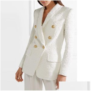 Costumes pour femmes Blazers High Street la plus récente Blazer Blazer Metal Boutons châle Collier Mélanges Tabrières topon