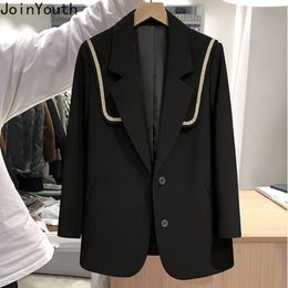 Trajes para mujer Blazers Blazer coreano Mujer Chic Marinero Collar Manga larga Temperamento Chaquetas Ropa Mujer Moda Túnica Casual Vintage Abrigo Tops 231208