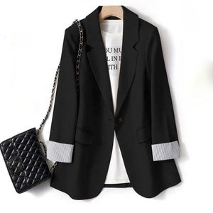 Femmes costumes Blazers dames à manches longues printemps jolie pochette mode affaires Plaid femmes travail bureau vestes manteaux S6XL 231129