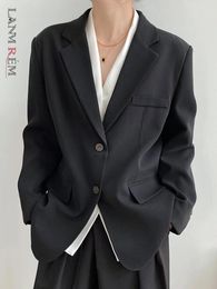 Costumes pour femmes Blazers LANMREM Version coréenne lâche jolie pochette solide crantée à manches longues simple boutonnage femme manteau printemps 26D804 231123
