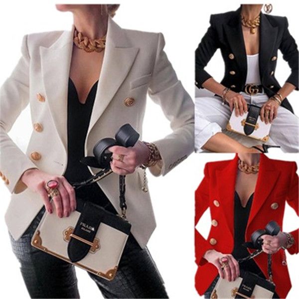 Costumes pour femmes Blazers nouvelle couleur unie mode Sexy multi boutons été et automne costume décontracté tenue de bureau élégant manteau court