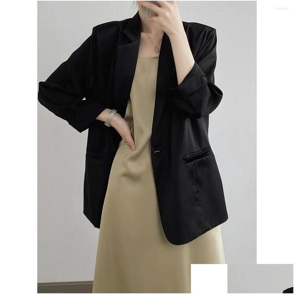 Costumes pour femmes Blazers Printemps et été 2023 Coréen Casual Blazer Lâche Femme À Manches Longues Surdimensionné Costume Manteau Drop Livraison Vêtements CL Ota7G