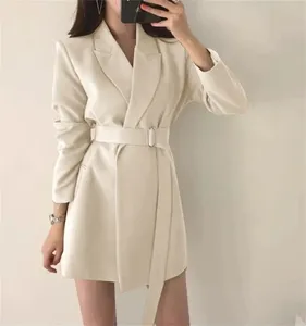 Dames pakken blazers lente herfstpak jas jas slank fit stijlvol met riem bovenkleding kantoor dame blazer voor vrouwen kleding
