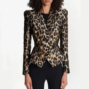 Costumes pour femmes Blazers Tide Marque Designer rétro Mode imprimé léopard Série Veste de costume à double boutonnage Slim Plus Size Vêtements pour femmes C131