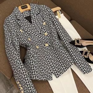 Dames pakken blazers tide merk retro modeontwerper pure kleuren series pak jasje een korrel slanke plus size dameskleding a133