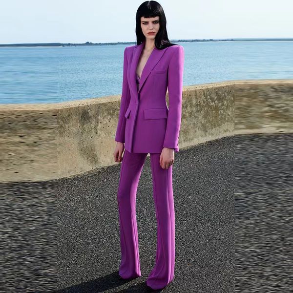 Trajes para mujer Blazers Tide Brand Diseñador de moda retro Blue shrug Series Suit Jacket Lion Single-Breasted Slim Plus Size Ropa de mujer A31